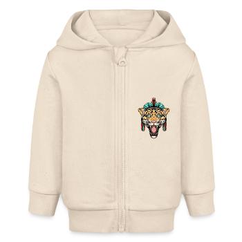 Jaguar tribal - Veste à capuche bébé bio Stanley/Stella - écru doux - Devant