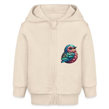 Lebendige gefiederte Gelassenheit - Baby Organic Kapuzenjacke Baby Connector von Stanley/Stella - Natur - Vorne