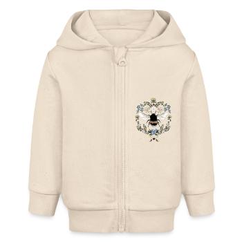 Bourdon Fleurs Abeille - Veste à capuche bébé bio Stanley/Stella - écru doux - Devant