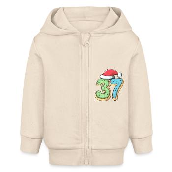 37 Number Christmas Cookie - Baby Organic Zip-up Hoodie by Stanley/Stella - soft Ecru - Front