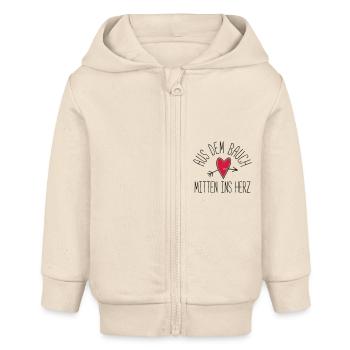bauch herz - Baby Organic Kapuzenjacke Baby Connector von Stanley/Stella - Natur - Vorne