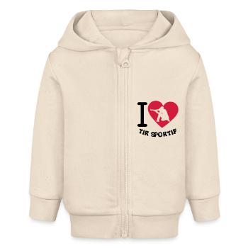 love tir sportif precision coeur2 - Veste à capuche bébé bio Stanley/Stella - écru doux - Devant