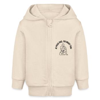 Je peux pas j'ai Muay Thai - Veste à capuche bébé bio Stanley/Stella - écru doux - Devant