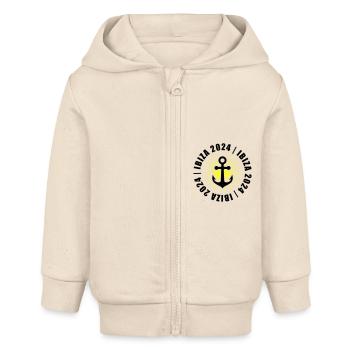 Jours fériés à Ibiza 2024 - Veste à capuche bébé bio Stanley/Stella - écru doux - Devant