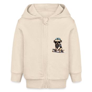 Skateboarding Mops für Skaters - Baby Organic Kapuzenjacke Baby Connector von Stanley/Stella - Natur - Vorne