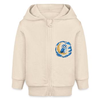 Eule Mond Sterne Nachthimmel - Baby Organic Kapuzenjacke Baby Connector von Stanley/Stella - Natur - Vorne