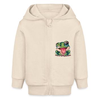 Ästhetischer Frosch Frösche für einen Frosch - Baby Organic Kapuzenjacke Baby Connector von Stanley/Stella - Natur - Vorne