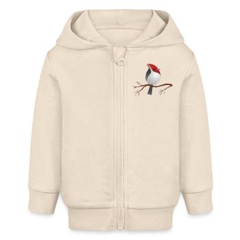 Cute red-crested cardinal - Baby Organic Zip-up Hoodie by Stanley/Stella - soft Ecru - Front