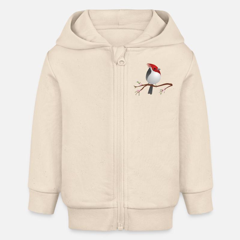 Mignon cardinal à crête rouge - Veste à capuche bébé bio Stanley/Stella - écru doux