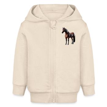 Cheval Brun - Veste à capuche bébé bio Stanley/Stella - écru doux - Devant