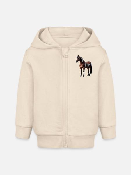 Pferd Braun - Stanley/Stella baby zip-hættetrøje økologisk - blød ecru