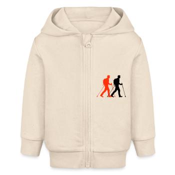 Nordic Walking Man Silhouette - Baby Organic Zip-up Hoodie by Stanley/Stella - soft Ecru - Front