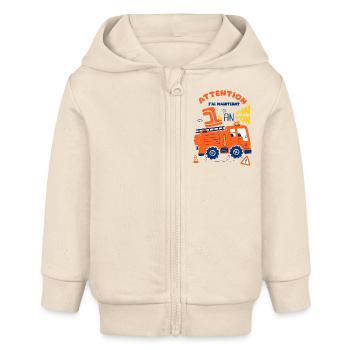 pompiers pour enfants 1er anniversaire 1 an - Veste à capuche bébé bio Stanley/Stella - écru doux - Devant