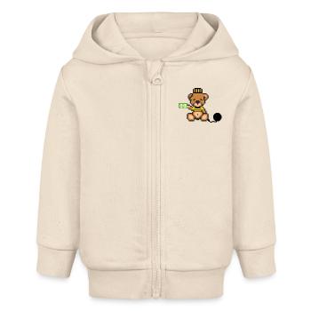 Pixel Bear Prisoner - Baby Organic Zip-up Hoodie by Stanley/Stella - soft Ecru - Front