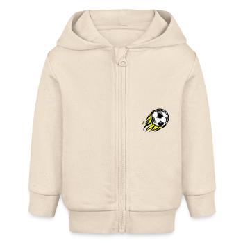 Fussball Brennt Feuer - Baby Organic Kapuzenjacke Baby Connector von Stanley/Stella - Natur - Vorne