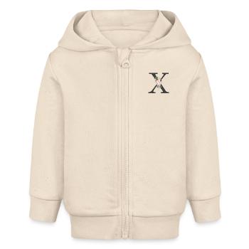 Letter X, Monogram, Flowers - Baby Organic Zip-up Hoodie by Stanley/Stella - soft Ecru - Front