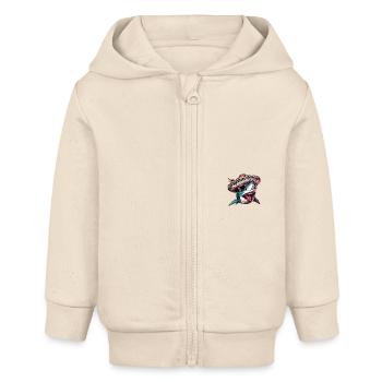 Hai Comic Lustig Sombrero - Baby Organic Kapuzenjacke Baby Connector von Stanley/Stella - Natur - Vorne