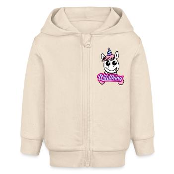Licorne sauvage - Veste à capuche bébé bio Stanley/Stella - écru doux - Devant