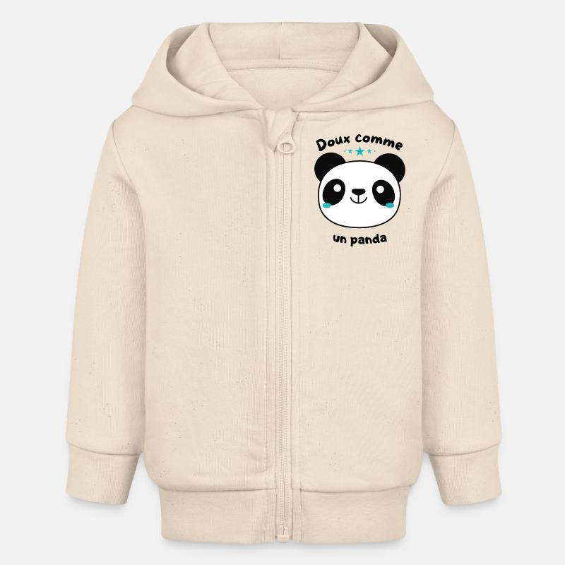 Doux comme un panda - Veste à capuche bébé bio Stanley/Stella - écru doux