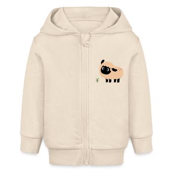 Mouton mignon - Veste à capuche bébé bio Stanley/Stella - écru doux - Devant