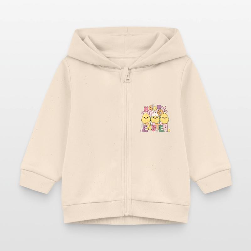 Happy Easter, Happy Easter, Easter Chicks, Easter Eggs Baby Organic Zip-up Hoodie by Stanley/Stella