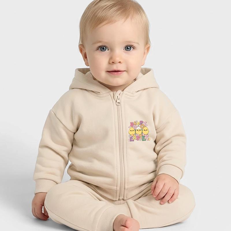 Happy Easter, Happy Easter, Easter Chicks, Easter Eggs Baby Organic Zip-up Hoodie by Stanley/Stella