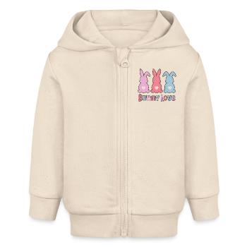 Easter Bunny Rabbit - Bunny Love - Baby Organic Zip-up Hoodie by Stanley/Stella - soft Ecru - Front
