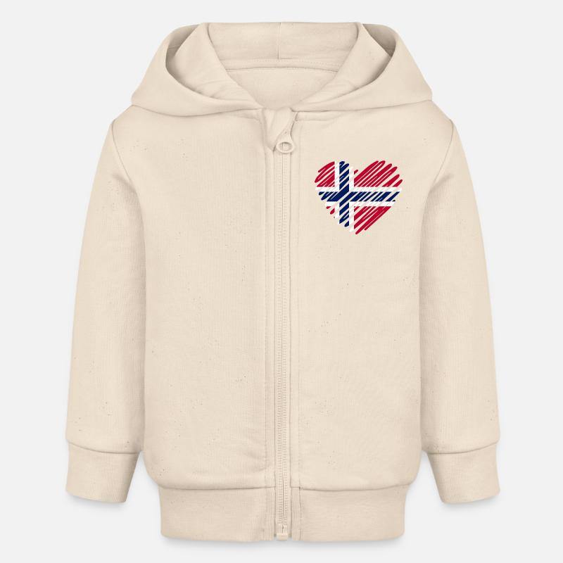 Drapeau de la Norvège en forme de cœur - Veste à capuche bébé bio Stanley/Stella - écru doux