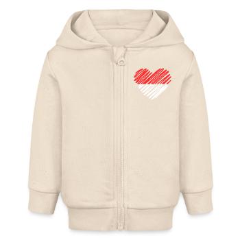 Indonésie Coeur avec drapeau - Veste à capuche bébé bio Stanley/Stella - écru doux - Devant