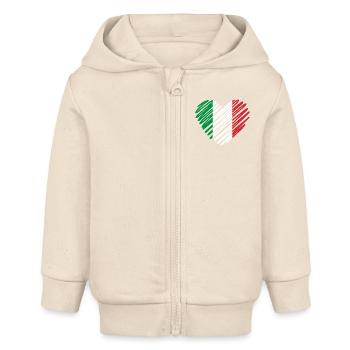 Drapeau de l’Italie en forme de cœur - Veste à capuche bébé bio Stanley/Stella - écru doux - Devant