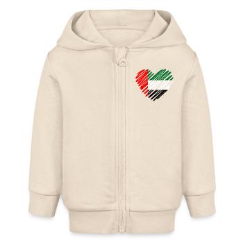 Conception de cœur de drapeau des Émirats arabes unis - Veste à capuche bébé bio Stanley/Stella - écru doux - Devant