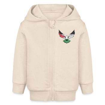 Colombe de Palestine - Solidaires de la Palestine - Veste à capuche bébé bio Stanley/Stella - écru doux - Devant