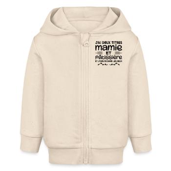 Oma und Konditor | Oma | Gebäck - Baby Organic Kapuzenjacke Baby Connector von Stanley/Stella - Natur - Vorne