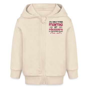 Oma und Konditor | Oma | Gebäck - Baby Organic Kapuzenjacke Baby Connector von Stanley/Stella - Natur - Vorne