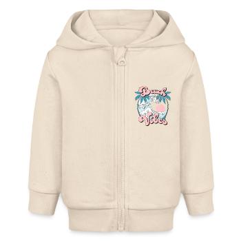 Beach Vibes Sommer Urlaub Palmen Wellen Retro - Baby Organic Kapuzenjacke Baby Connector von Stanley/Stella - Natur - Vorne