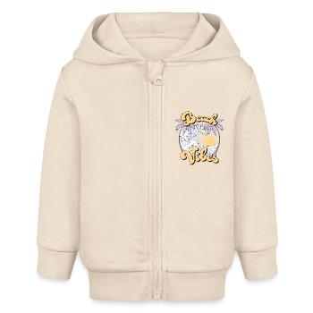 Beach Vibes Tropical Strand Palmen Wellen Retro - Baby Organic Kapuzenjacke Baby Connector von Stanley/Stella - Natur - Vorne