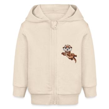 Loutre mignonne - Veste à capuche bébé bio Stanley/Stella - écru doux - Devant