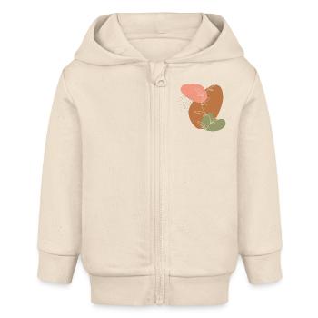Branche feuilles Line Art - Veste à capuche bébé bio Stanley/Stella - écru doux - Devant
