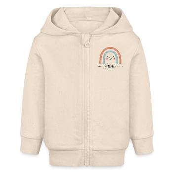 Anni! Rainbow, customisable - Baby Organic Zip-up Hoodie by Stanley/Stella - soft Ecru - Front