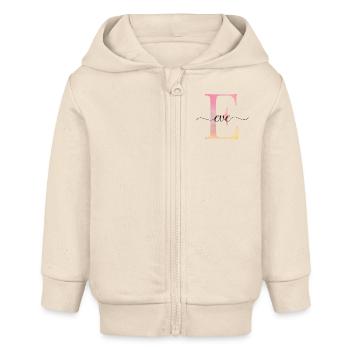 E| Monogramm | Name | Eve |Watercolor - Baby Organic Kapuzenjacke Baby Connector von Stanley/Stella - Natur - Vorne