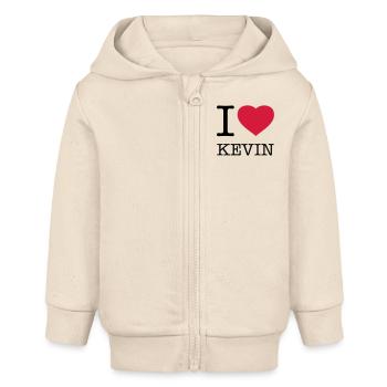 I LOVE KEVIN - Baby Organic Kapuzenjacke Baby Connector von Stanley/Stella - Natur - Vorne
