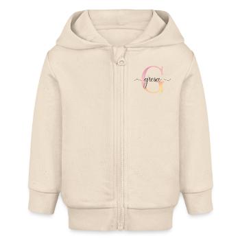 G | Monogramm | Name | Gresa | Watercolor - Baby Organic Kapuzenjacke Baby Connector von Stanley/Stella - Natur - Vorne