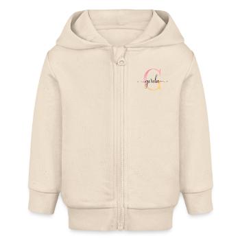 G| Monogramm | Name | Gerda |Watercolor - Baby Organic Kapuzenjacke Baby Connector von Stanley/Stella - Natur - Vorne
