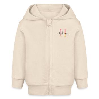 H | Monogramm | Name | Hedwig |Watercolor - Baby Organic Kapuzenjacke Baby Connector von Stanley/Stella - Natur - Vorne