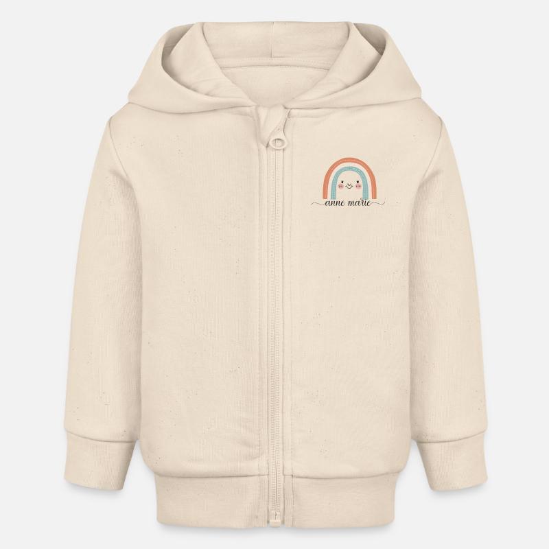 Anne Marie ! Arc-en-ciel, personnalisable - Veste à capuche bébé bio Stanley/Stella - écru doux