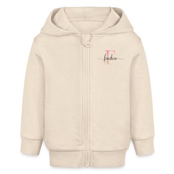 F| Monogramm | Name | Finchen |Watercolor - Baby Organic Kapuzenjacke Baby Connector von Stanley/Stella - Natur - Vorne