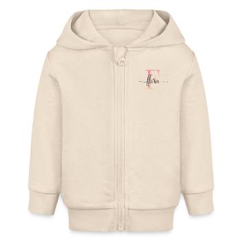 F| Monogramm | Name | Flora |Watercolor - Baby Organic Kapuzenjacke Baby Connector von Stanley/Stella - Natur - Vorne