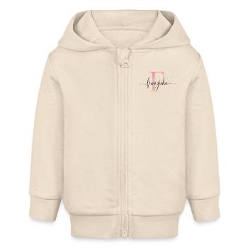 F| Monogramm | Name | Franziska |Watercolor - Baby Organic Kapuzenjacke Baby Connector von Stanley/Stella - Natur - Vorne