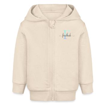 E| Monogramm | Name | Friedrich | Watercolor - Baby Organic Kapuzenjacke Baby Connector von Stanley/Stella - Natur - Vorne