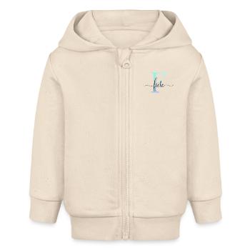E| Monogramm | Name | Fiete| Watercolor - Baby Organic Kapuzenjacke Baby Connector von Stanley/Stella - Natur - Vorne